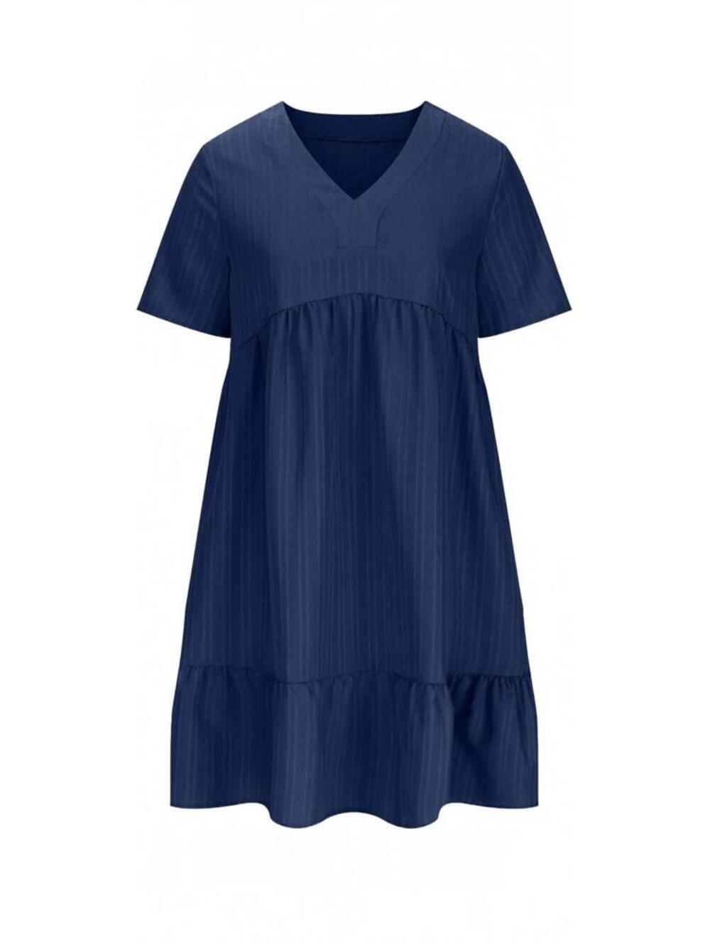 Womens Summer Dress Short Sleeve V Neck Midi Dresses Fashion Casual Fit Flowy...